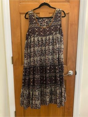 Vintage 70s/80s Kaiser style Boho Indian Gauze Dress. size L/XL-Roomy see desc